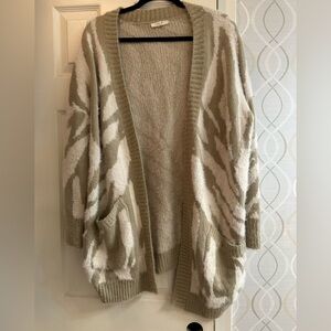 Easel Beige and Cream Women's Open Front Cardigan